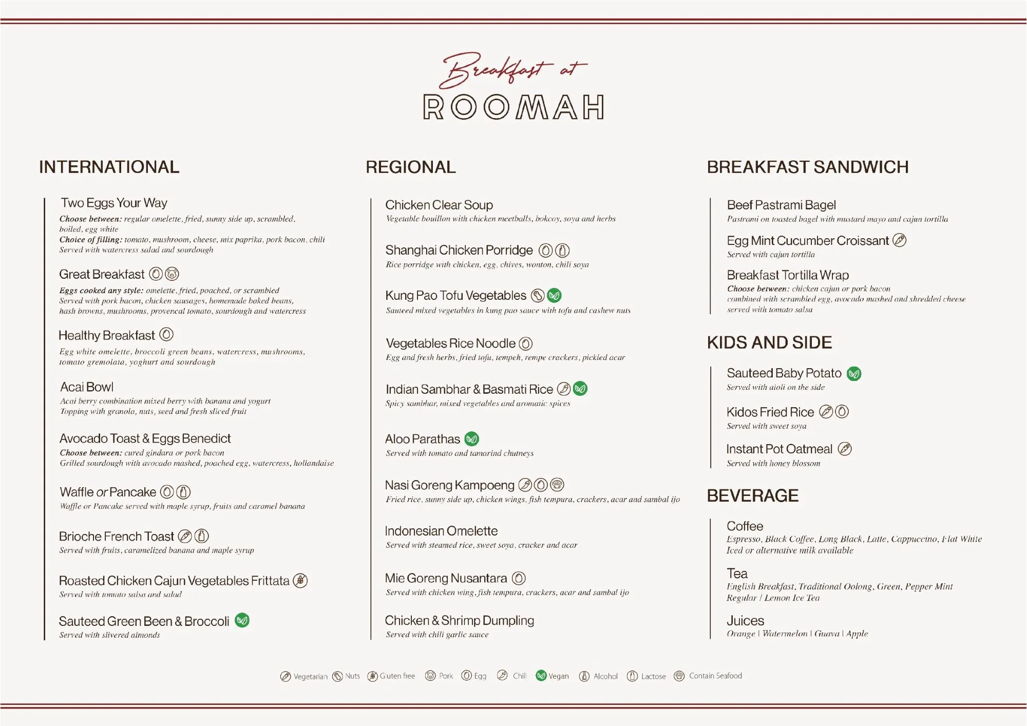 breakfast menu